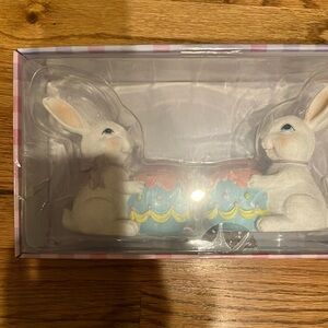 Charming Bunny Figurines with Colorful Eggs